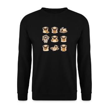 Pug Pizza King Funny Pizza Lover - Unisex Sweatshirt - black - Front - Alina (178cm) & Michal (187cm)
