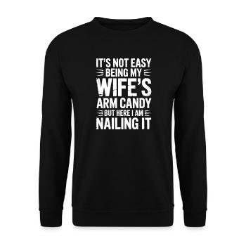 Ehefrau Sprüche Ehefrauen Lustige Ehefrau Geschenk - Unisex Pullover - Schwarz - Vorne - Alina (178cm) & Michal (187cm)
