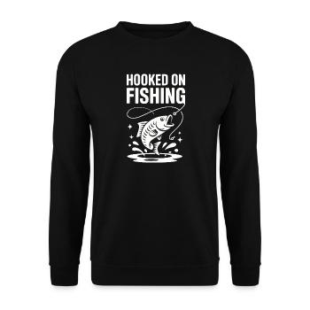 Accroché à la pêche - Pêcheur Spruch - Sweat-shirt Unisexe - noir - Devant - Alina (178cm) & Michal (187cm)