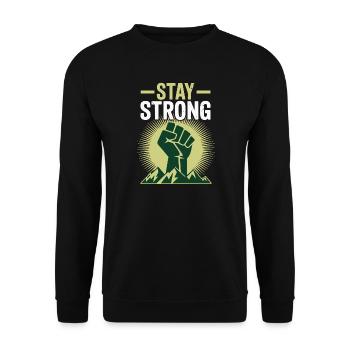Stay Strong - Power Faust Berge Design - Unisex Pullover - Schwarz - Vorne - Alina (178cm) & Michal (187cm)