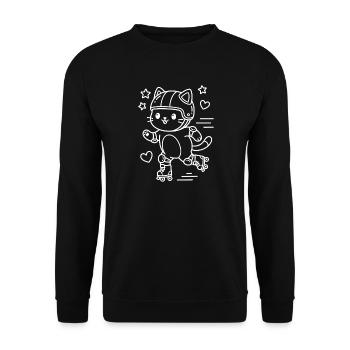 Chat Kawaii à roulettes - Sweat-shirt Unisexe - noir - Devant - Alina (178cm) & Michal (187cm)