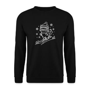 Skiing Kawaii Cat - Sweat-shirt Unisexe - noir - Devant - Alina (178cm) & Michal (187cm)