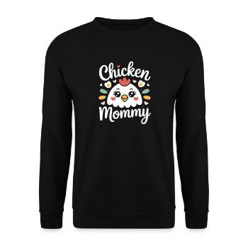 Chicken Mommy Hühner Mom Bäuerin Muttertag Huhn - Unisex Pullover - Schwarz - Vorne - Alina (178cm) & Michal (187cm)