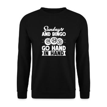 Bingo Joueur du dimanche & Bingo vont de pair Bingo - Sweat-shirt Unisexe - noir - Devant - Alina (178cm) & Michal (187cm)