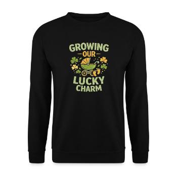  St Patricks Day Pregnancy Announcement Baby - Unisex Sweatshirt - black - Front - Alina (178cm) & Michal (187cm)