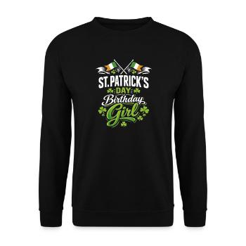 St. Patricks Day Geburtstagsmädchen Clover Irish March - Unisex Pullover - Schwarz - Vorne - Alina (178cm) & Michal (187cm)