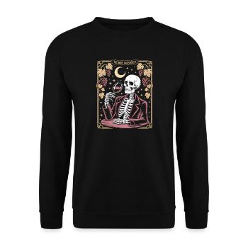 The Wine Whisperer Skeleton Wine Moon Grapes - Unisex Sweatshirt - black - Front - Alina (178cm) & Michal (187cm)