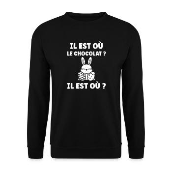 il est où le chocolat - Sweat-shirt Unisexe - noir - Devant - Alina (178cm) & Michal (187cm)