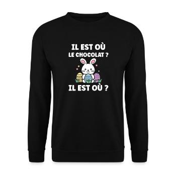 il est où le chocolat - Sweat-shirt Unisexe - noir - Devant - Alina (178cm) & Michal (187cm)