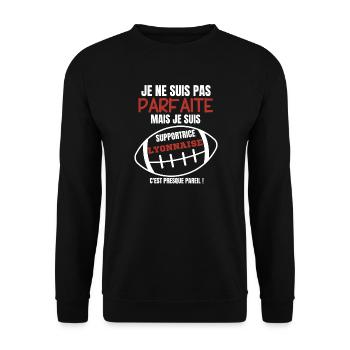 Supporter Rugby Lyonnaise Humour - Unisex Sweatshirt - black - Front - Alina (178cm) & Michal (187cm)