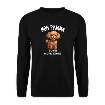 Pyjama Chien Caniche Humour - Sweat-shirt Unisexe - noir - Devant - Alina (178cm) & Michal (187cm)