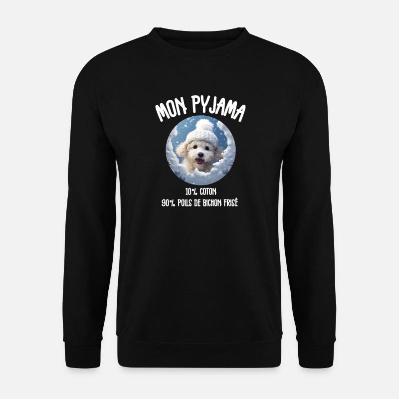 Pyjama Drôle Chien Bichon - Sweat-shirt Unisexe - noir