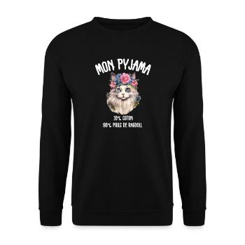 Ragdoll Humor Cat Hair Pajamas - Unisex Sweatshirt - black - Front - Alina (178cm) & Michal (187cm)