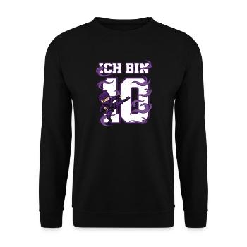 Ich bin 10 Ninja 10. Geburtstag Lila - Unisex Pullover - Schwarz - Vorne - Alina (178cm) & Michal (187cm)
