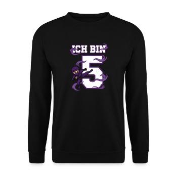 Je suis 5 ninjas 5e anniversaire Karaté violet - Sweat-shirt Unisexe - noir - Devant - Alina (178cm) & Michal (187cm)
