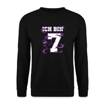 Ich bin 7 Ninja 7. Geburtstag Lila Karate - Unisex Sweatshirt - black - Front - Alina (178cm) & Michal (187cm)