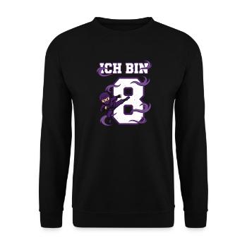 Ich bin 8 Ninja 8. Geburtstag Lila Karate - Unisex Pullover - Schwarz - Vorne - Alina (178cm) & Michal (187cm)