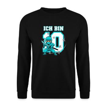 Ich bin 10 Ninja 10. Geburtstag Türkis - Unisex Pullover - Schwarz - Vorne - Alina (178cm) & Michal (187cm)