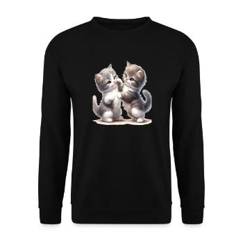 Kätzchenfreundschaft Illustration - Unisex Pullover - Schwarz - Vorne - Alina (178cm) & Michal (187cm)