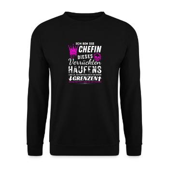 Chefin dieses Verrückten Haufens Chefin Geschenke - Unisex Sweatshirt - black - Front - Alina (178cm) & Michal (187cm)