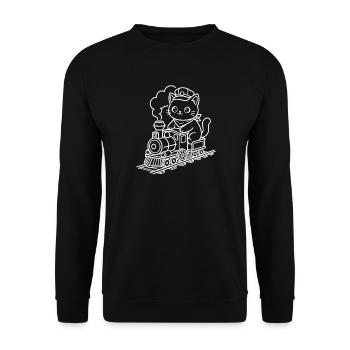 Zugliebhaber Kawaii Katze - Unisex Pullover - Schwarz - Vorne - Alina (178cm) & Michal (187cm)