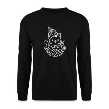 Kawaii Katze Eiscreme - Unisex Sweatshirt - black - Front - Alina (178cm) & Michal (187cm)