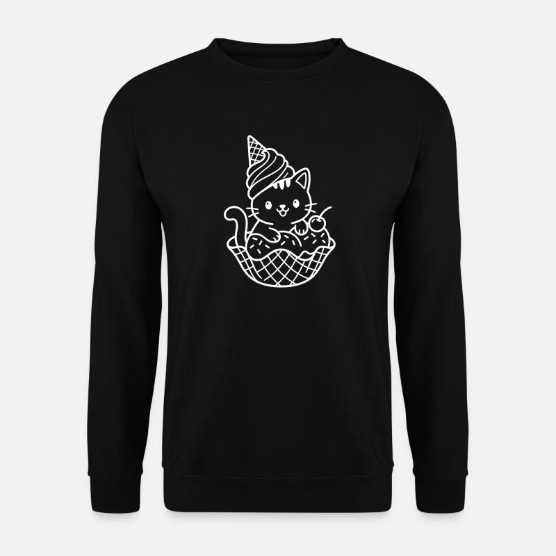Kawaii Katze Eiscreme - Unisex Pullover - Schwarz
