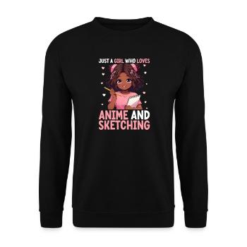 Juste une fille qui adore l’anime et dessine de l’afro - Sweat-shirt Unisexe - noir - Devant - Alina (178cm) & Michal (187cm)