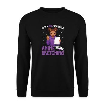 Juste une fille qui adore l’anime et dessine de l’afro - Sweat-shirt Unisexe - noir - Devant - Alina (178cm) & Michal (187cm)