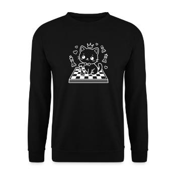 Chess Kawaii Cat - Unisex Sweatshirt - black - Front - Alina (178cm) & Michal (187cm)
