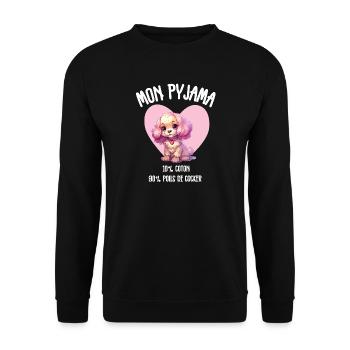 Lustige Cocker Spaniel Hundepyjamas - Unisex Pullover - Schwarz - Vorne - Alina (178cm) & Michal (187cm)