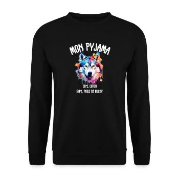 Lustige Husky-Hundepyjamas - Unisex Pullover - Schwarz - Vorne - Alina (178cm) & Michal (187cm)