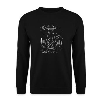 Bigfoot Alien Abduction Sasquatch UFO Spaceship - Unisex Sweatshirt - black - Front - Alina (178cm) & Michal (187cm)