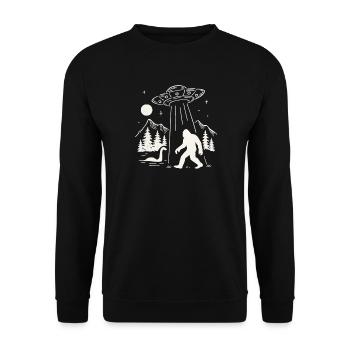 Bigfoot Alien Abduction Sasquatch UFO Spaceship - Unisex Sweatshirt - black - Front - Alina (178cm) & Michal (187cm)
