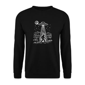 Bigfoot Alien Abduction Sasquatch UFO Spaceship - Unisex Sweatshirt - black - Front - Alina (178cm) & Michal (187cm)
