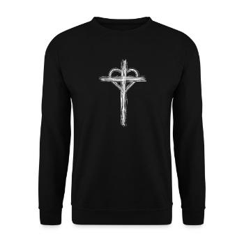 Stylized cross - Unisex Sweatshirt - black - Front - Alina (178cm) & Michal (187cm)