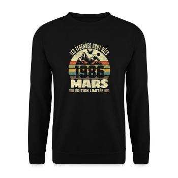 The Legends Were Born in March 1986 40 Years Old - Unisex Sweatshirt - black - Front - Alina (178cm) & Michal (187cm)