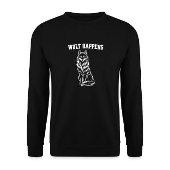 Wolf Silhouette - Wolf happens saying - Unisex Sweatshirt - black - Front - Alina (178cm) & Michal (187cm)