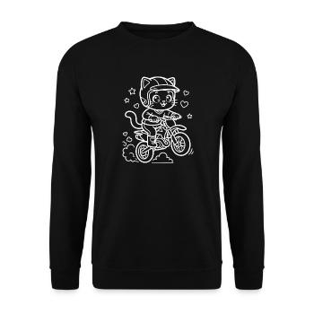 Motocross Kawaii Katze - Unisex Pullover - Schwarz - Vorne - Alina (178cm) & Michal (187cm)