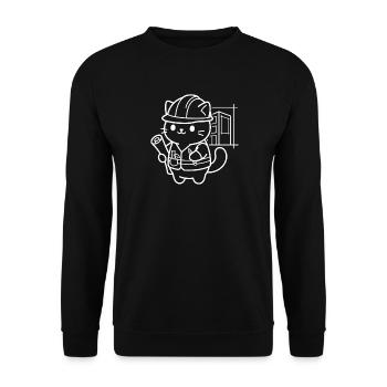 Architect Kawaii Cat - Unisex Sweatshirt - black - Front - Alina (178cm) & Michal (187cm)