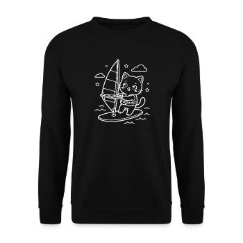 Kawaii Cat Windsurfing - Unisex Sweatshirt - black - Front - Alina (178cm) & Michal (187cm)