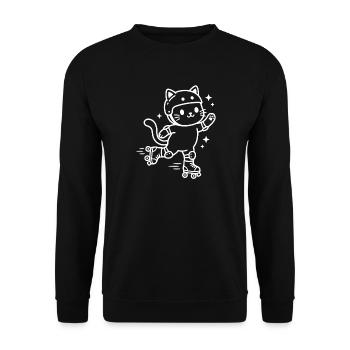 Roller Skate Kawaii Cat - Unisex Sweatshirt - black - Front - Alina (178cm) & Michal (187cm)