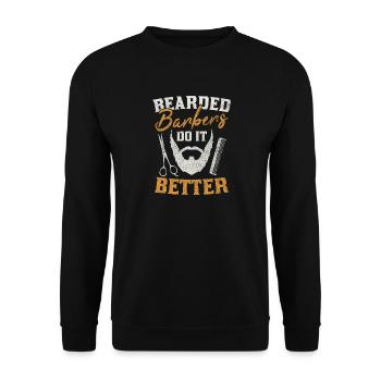 Bearded Barbers Do It Better Hair Stylist Design - Unisex Pullover - Schwarz - Vorne - Alina (178cm) & Michal (187cm)