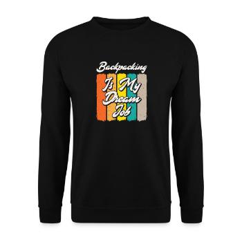 Backpacking Is My Dream Job Retro Sunset Graphic - Unisex Sweatshirt - black - Front - Alina (178cm) & Michal (187cm)