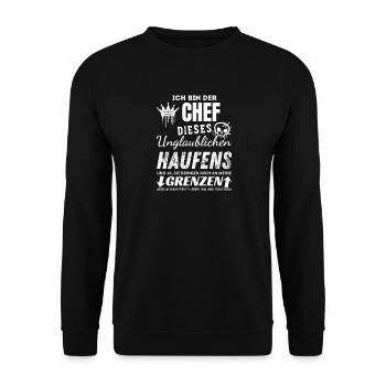 Chef dieses unglaublichen Haufens Chef Geschenke - Unisex Pullover - Schwarz - Vorne - Alina (178cm) & Michal (187cm)
