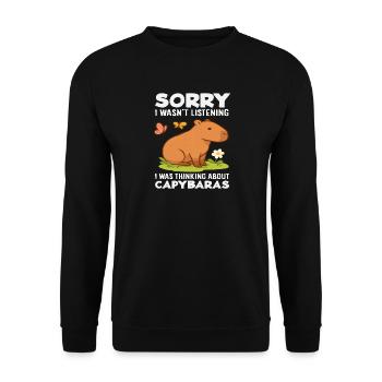 Je pensais à capybaras, animal mignon drôle - Sweat-shirt Unisexe - noir - Devant - Alina (178cm) & Michal (187cm)
