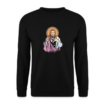 Gamer Jesus - Unisex Pullover - Schwarz - Vorne - Alina (178cm) & Michal (187cm)