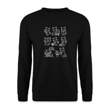 Katzen Chalk Skizzen - Unisex Pullover - Schwarz - Vorne - Alina (178cm) & Michal (187cm)
