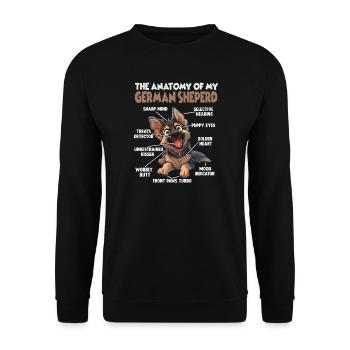 Hundehalter Geschenk Deutscher Schäferhund Gassi T - Unisex Pullover - Schwarz - Vorne - Alina (178cm) & Michal (187cm)
