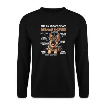 Deutscher Schäferhund Hundehalter Geschenk Gassi T - Unisex Pullover - Schwarz - Vorne - Alina (178cm) & Michal (187cm)